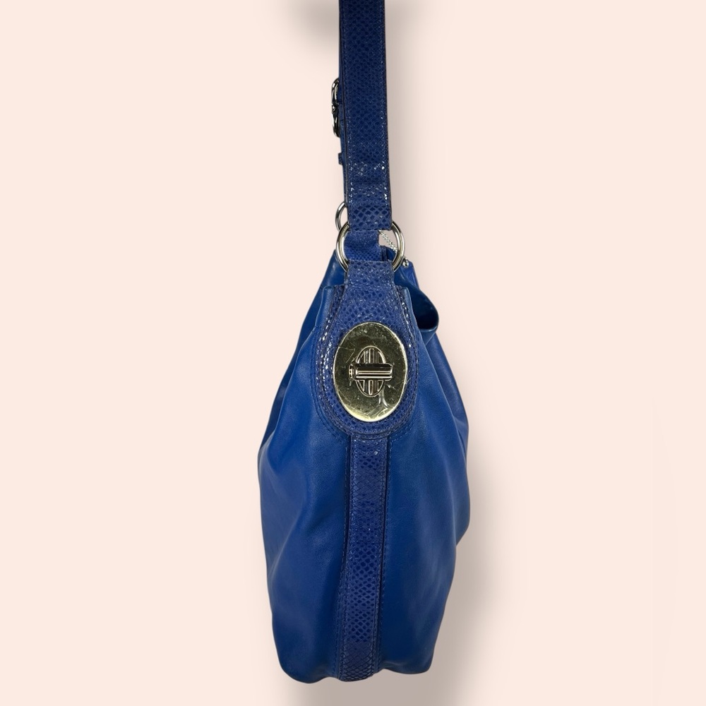COACH Penelope Cobalt Blue Embossed Snake Hobo Bag, F16535 - Picture 3 of 14